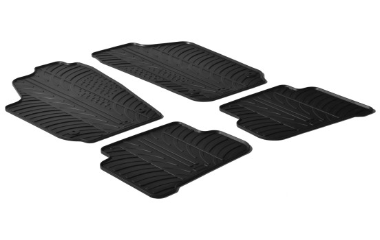 Tapis en caoutchouc pour Volkswagen Polo 6R 2009- (4 pièces + clips de fixation)