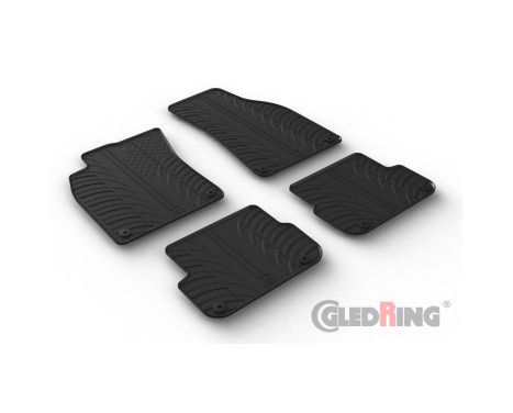 Tapis en caoutchouc sur mesure pour Audi A6 (4F) Avant 2005-2011 (profilé en T 4 pièces + clips de montage)