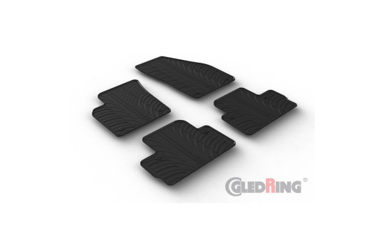 Tapis en caoutchouc sur mesure pour Volvo C30 2006-2013 (profilé en T 4 pièces + clips de montage)