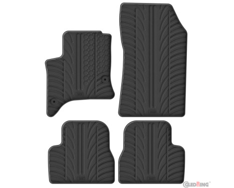 Tapis de sol en caoutchouc à anneaux coulissants adaptés à Jeep Avenger (J2) (Hybride) 2025- (Profil en T, 4 pièces 