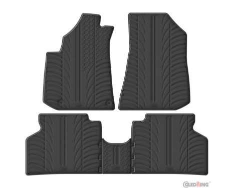 Tapis de sol en caoutchouc à anneaux coulissants adaptés à Kia e-Niro II (SG2) 2022- (profil en T, 5 pièces)