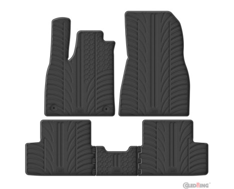 Tapis de sol en caoutchouc à anneaux coulissants adaptés à la Nissan Micra VI (K15) EV 2025- (profil en T, 5 pièces)
