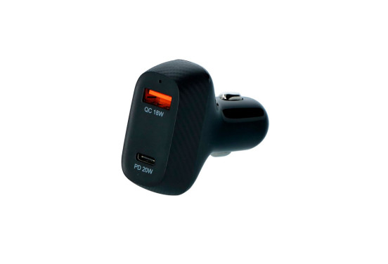 Carpoint 12/24V Duo Snellader Auto 20W USB-C + 18W USB 3.0