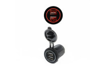 Dual USB auto lader 12V/24V 4.2A / Rood (Bulk)