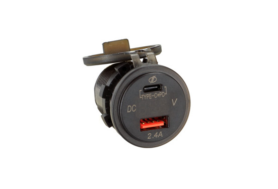 Dual USB auto lader 12V/24V USB-A / USB-C 5V 3.1A snellader