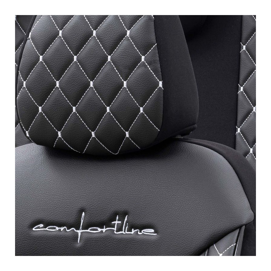 OtoM Leder/Velours Stoelhoezenset 'Comfortline VIP' - Zwart/Grijs -  11-delig | Winparts.nl - Autostoelhoezen