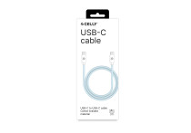 Celly USB-C > USB-C Katoen Gevlochten Kabel 1,5 meter Blauw