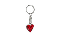 RVS sleutelhanger - 'Heart' Rood