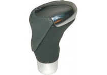 Pookknop chroom/zwart-grijs leder