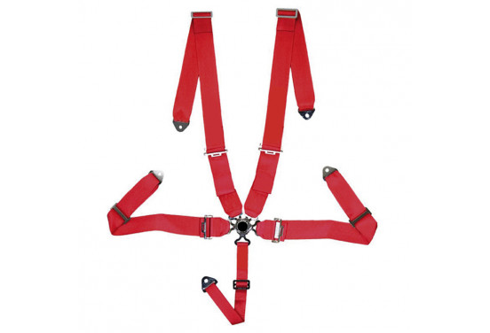 Racing Sportgordel 5-Punts Rood + Quick Release + E-keur (3-inch)