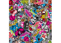 Stickerbomb Folie - Graffiti design 1 - Rol 60x200cm - zelfklevend