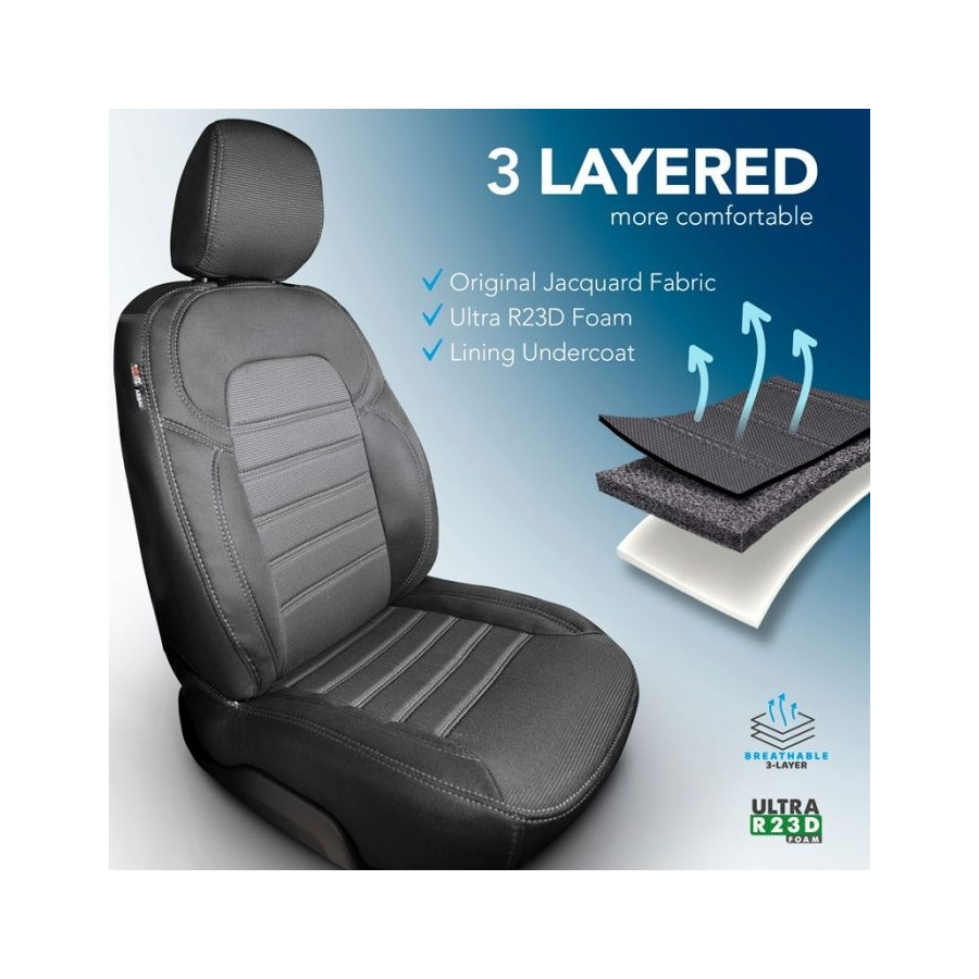 Jeu De 5 Housses De Siège Gris-noir Pour Citroën C4 Grand Picasso – Tissu, Compatible Airbag