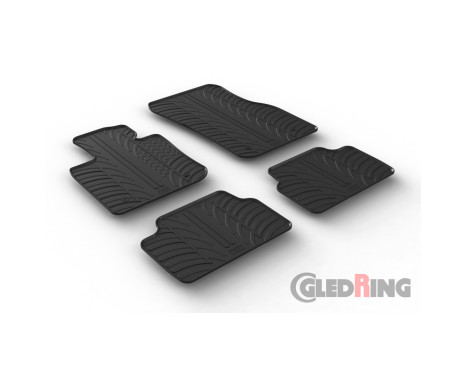 Gummimattor lämpliga för Mini F55 5-dörrars 2014- (T-Design 4-delat + monteringsklämmor), bild 2
