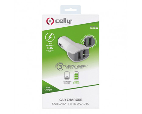 Celly Car Charger 2 USB 3.4A vit, bild 2