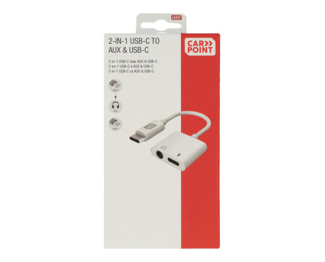 Carpoint 2-i-1-adapter USB-C > AUX och USB-C, bild 2