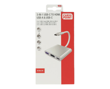 Carpoint 3-i-1-adapter USB-C > HDMI / USB-A / USB-C, bild 2