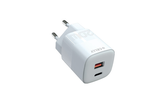 Celly reseladdare USB/USB-C 20W vit, bild 2