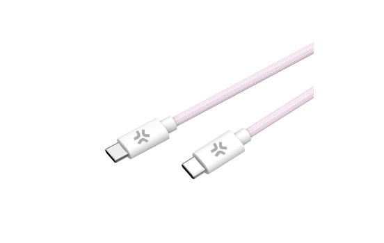 Celly USB-C > USB-C bomullsflätad kabel 1,5 meter Rosa