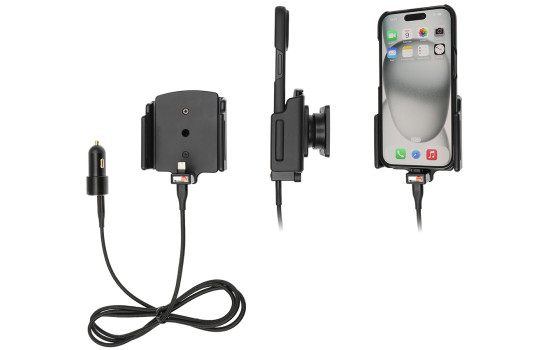 Apple iPhone 15 / 15 Pro, Aktiv justerbar hållare med 12V USB SIG-Plug 70-83mm, bild 2