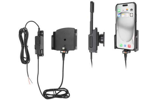 Apple iPhone 15 Plus / 15 Pro MAX Aktiv justerbar hållare med fast strömförsörjning