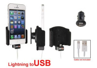 Apple iPhone 5 / SE Passiv hållare. Original lightning-kabel med Belkin USB 12/24V-kontakt