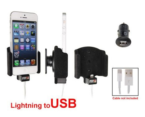 Apple iPhone 5 / SE Passiv hållare. Original lightning-kabel med Belkin USB 12/24V-kontakt
