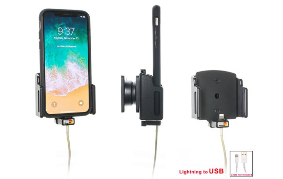 Apple iPhone X / Xs Justerbar hållare med kabelfäste för Apple-kabel
