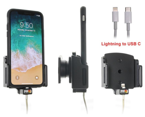 Apple iPhone X / Xs Justerbar hållare med kabelfäste för Apple-kabel