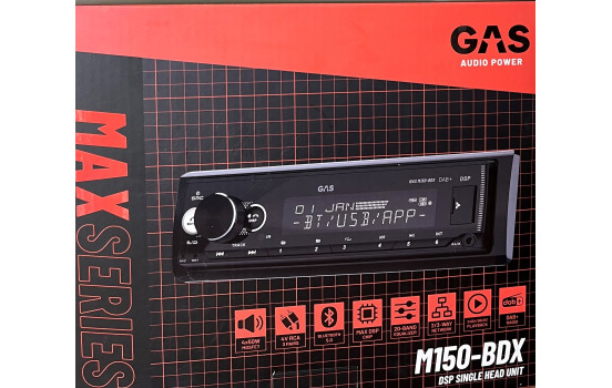 GAS MAX Bilradio 1-DIN DAB, BT, AUX, USB, APP, DSP, bild 5