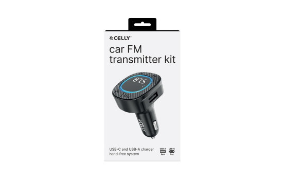 Celly Bluetooth FM-sändare för bil och USB-C+A RGB-belysning