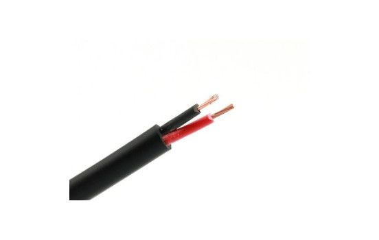 Flerkärnig kabel 2x 1,0 mm² svart - röd 50 m rulle, yttermantel svart, ytterdiameter 5,5 mm²