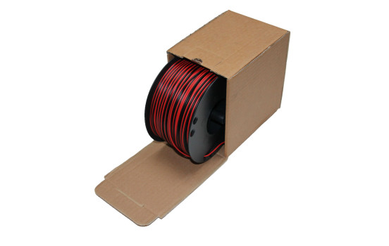 Högtalarkabel 2 x 0,75 mm svart/röd 100m rulle