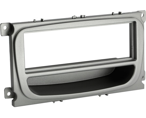 1-DIN Panel med förvaringsfack. Ford Mondeo / Focus / S-MAX / Galaxy Färg: Silver