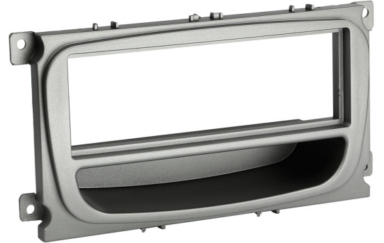 1-DIN Panel med förvaringsfack. Ford Mondeo / Focus / S-MAX / Galaxy Färg: Silver
