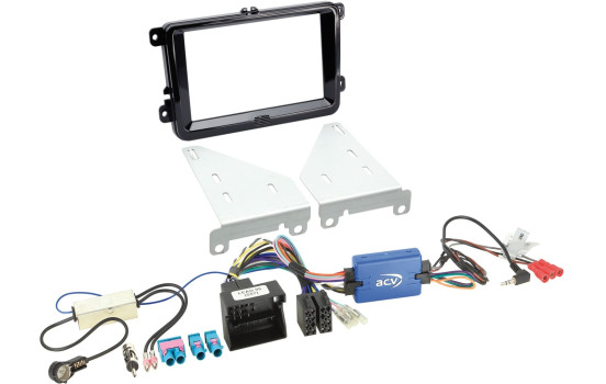 2-DIN Installationssats Olika modeller Volkswagen - Säte - Skoda Pianolack Svart