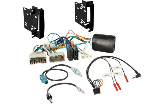 2-DIN Kit Dodge/Jeep/Chrysler rattkontroll med ljudkontroll, multilead och 2 antennadapter