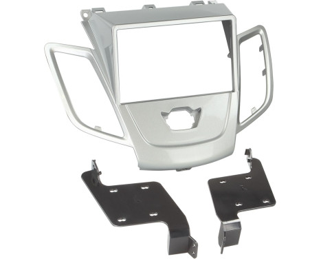 2-DIN Panel Ford Fiesta utan multifunktionsdisplay 2008-2017 - Färg: Silver