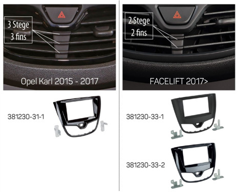 2-DIN Panel Opel Karl 2015-2017 Färg Piano Svart, bild 2