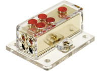 Strömfördelningsblock (guld) 1x20 mm² in / 4x10 mm² ut
