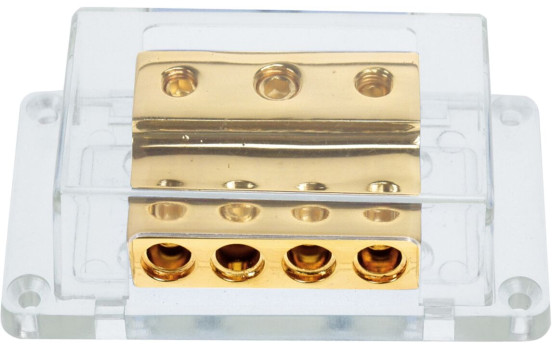 Strömfördelningsblock (guld) 1x50mm² + 2x20mm² / 4x20mm²