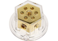 Strömfördelningsblock (guld) 2x50 mm² in / 4x20 mm²