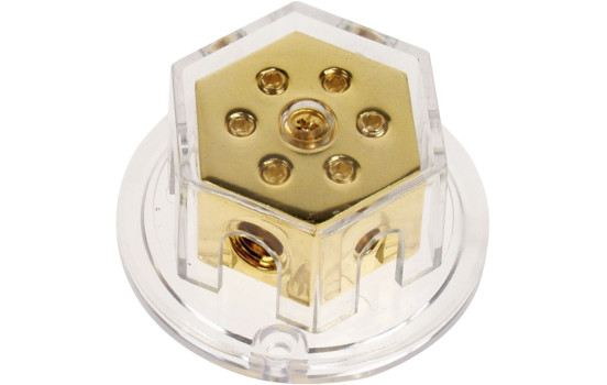 Strömfördelningsblock (guld) 2x50 mm² in / 4x20 mm²