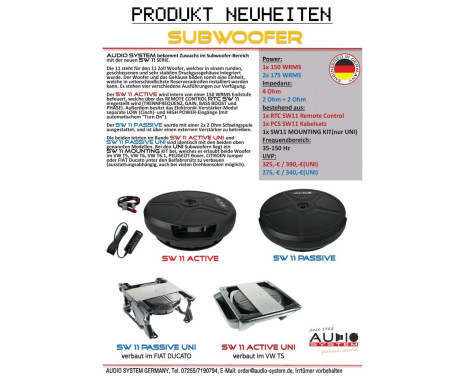 28 cm passiv reservhjulssubwoofer med aluminiumhölje + SW11 MONTERINGSKIT, bild 2