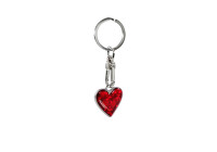 Nyckelring i rostfritt stål - 'Hjärta' Röd