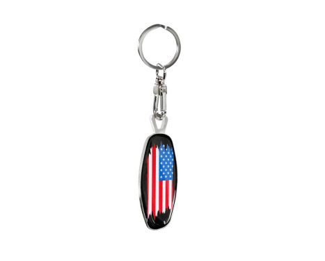 Nyckelring i rostfritt stål - Emblem/Flagga Davidsstjärna+USA, bild 2
