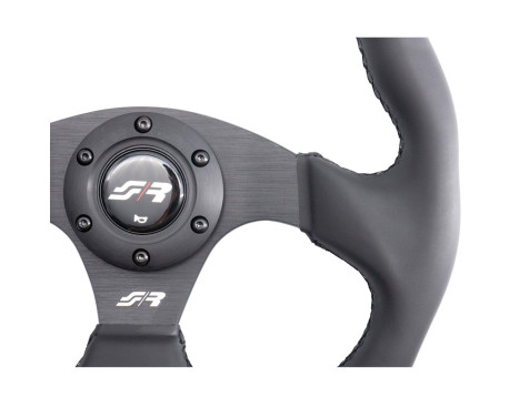 Simoni Racing Universal Sports Steering Wheel 'Need for Speed' - Svart ekologiskt läder - Diameter 330 mm, bild 3