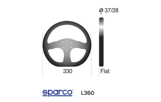 Sparco Universal Sports ratt 'L360 Flat' - Svart läder - Diameter 330mm, bild 2
