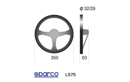 Sparco Universal Sports ratt 'L575 Monza' - Svart mocka - Diameter 350 mm, bild 2