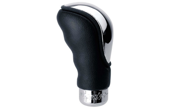 Simoni Racing Gear Shift Knop Brio - Krom/svart läder