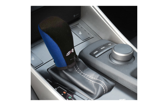 Simoni Racing Gear Shift Knop Cover - Svart/Blå + SR-logotyp, bild 2